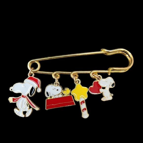 2/$20 Brand New Snoopy Gold Pin With Charms - Picture 1 of 4